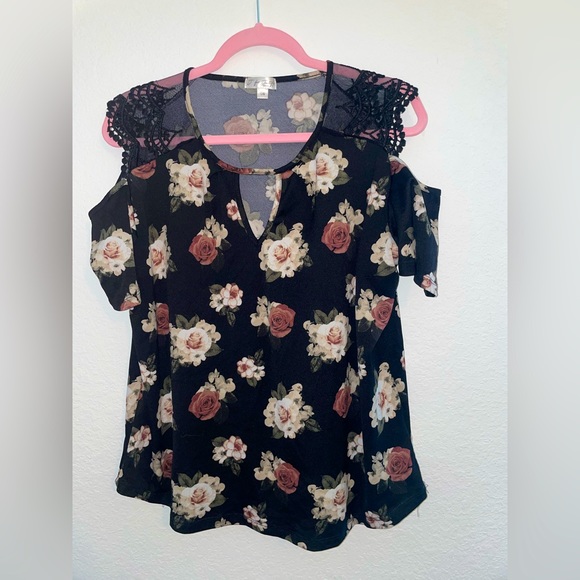 Brand: J for Justify, Black with flowers . Size L - Picture 1 of 1
